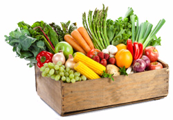 wooden basket full of produce